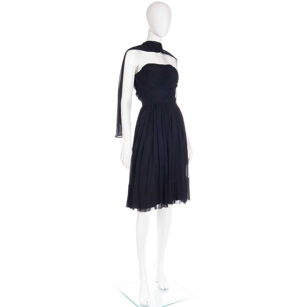 1960s Kay Selig Vintage Ruched Strapless Black Ch… - image 3