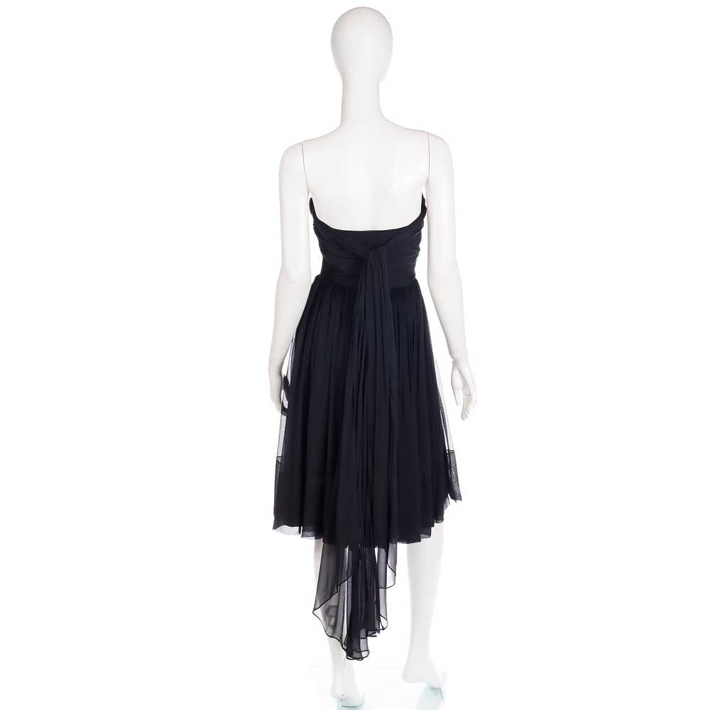 1960s Kay Selig Vintage Ruched Strapless Black Ch… - image 4