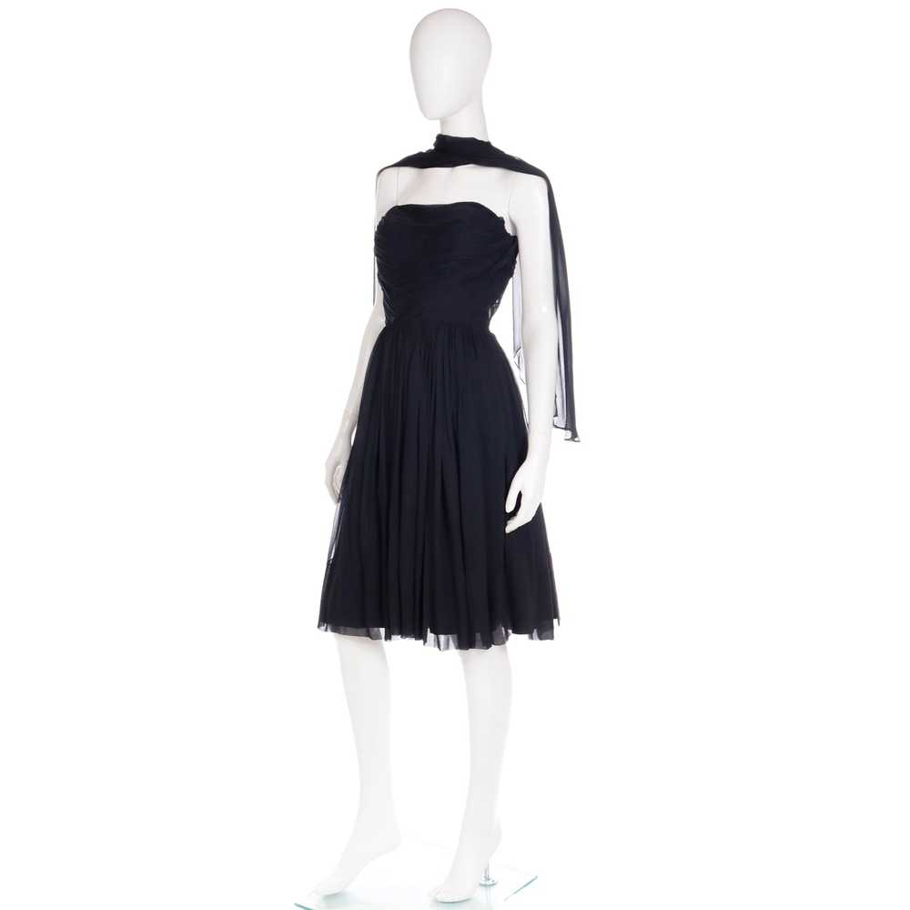 1960s Kay Selig Vintage Ruched Strapless Black Ch… - image 5