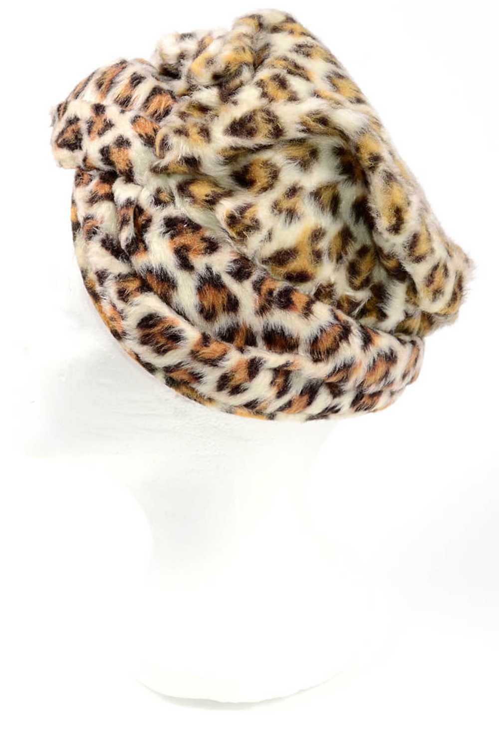 1960s Leopard Print Faux Fur Pill Box Hat - image 2