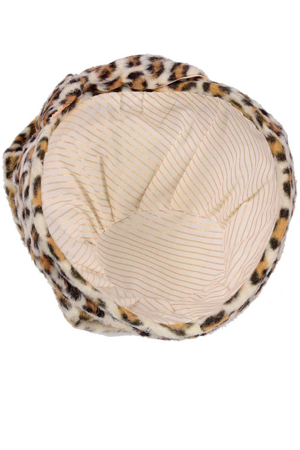 1960s Leopard Print Faux Fur Pill Box Hat - image 7