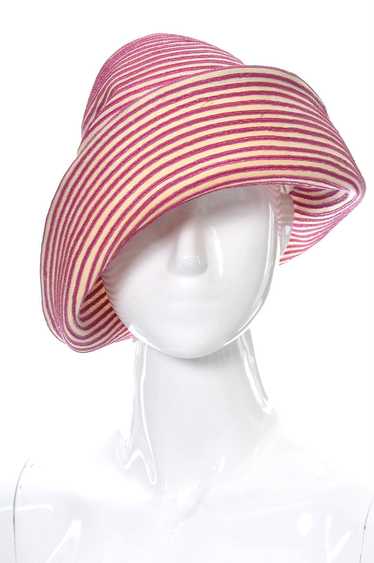 1960s Otto Lucas Vintage Pink & White Striped Hat