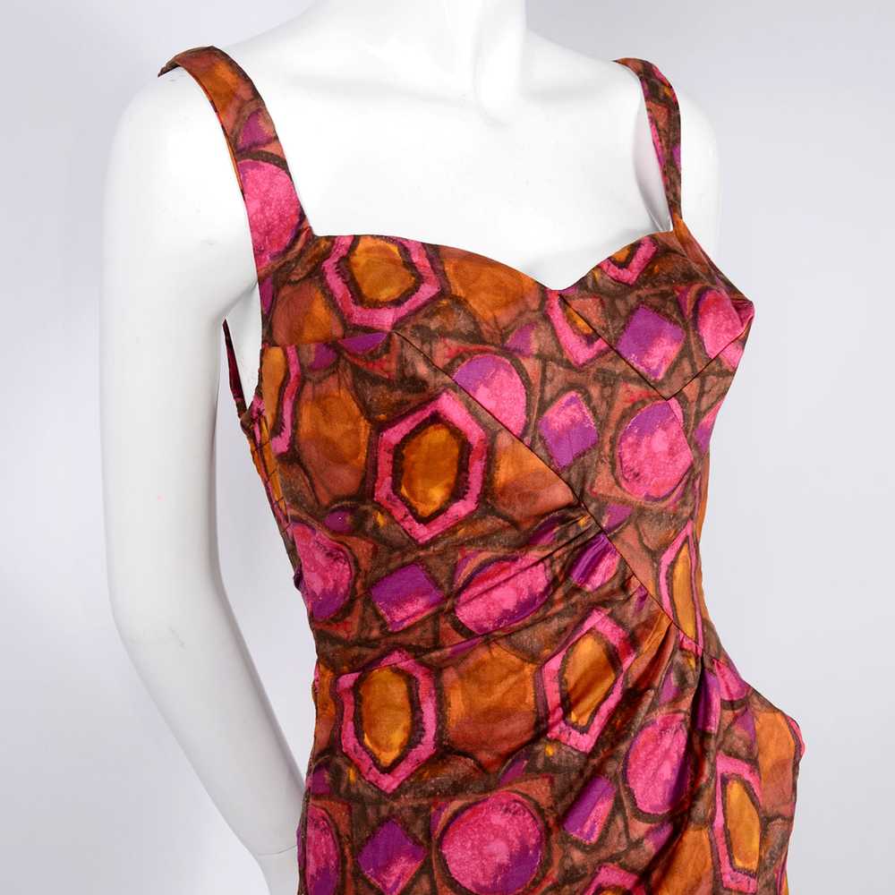 1960s Skylar Pink & Brown Abstract One Piece Swim… - image 7