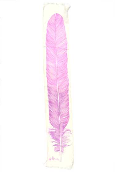 1960s Vera Neumann Silk Ombre Feather Scarf w/ Fri