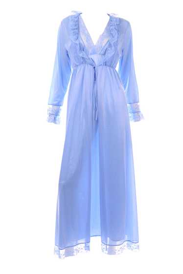 1970's Bernette Blue Nightgown and Peignoir Robe S
