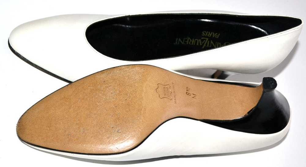1970's Yves Saint Laurent White Leather Shoes Wit… - image 3