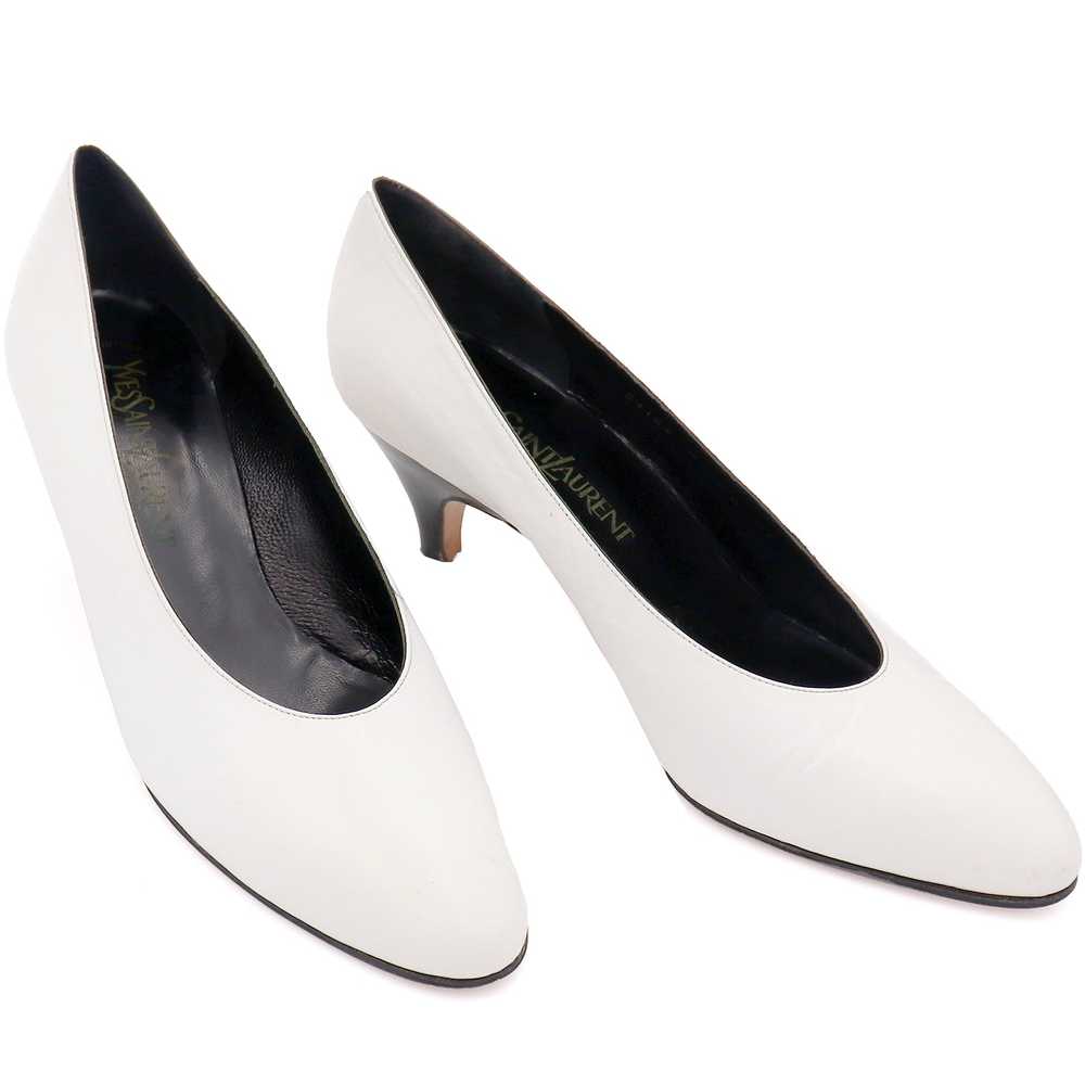 1970's Yves Saint Laurent White Leather Shoes Wit… - image 5