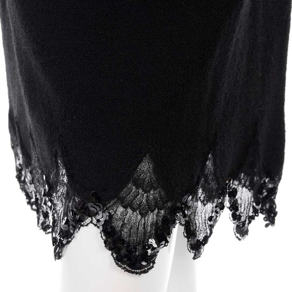 1970s Adolfo Vintage Black Dress With Lace & Sequ… - image 9