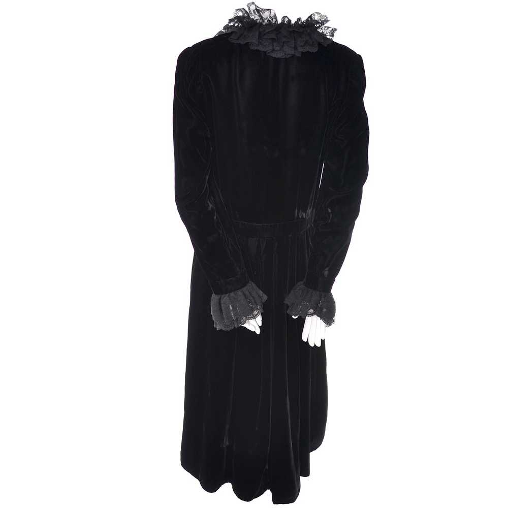 1970s Albert Nipon Victorian Style Black Velvet L… - image 3