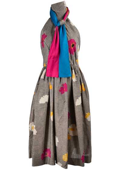 1970s Albert Nipon Vintage Halter Dress in Floral 