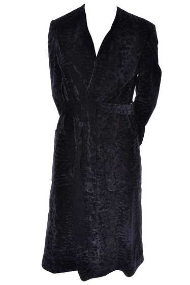 1970s Bill Blass Wrap Coat in Black Flocked Velvet
