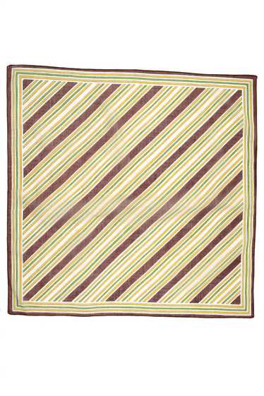 1970s Brown, Green & Yellow Striped Square Cotton 