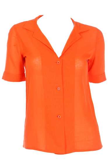 1970s Courreges Vintage Orange Cotton Short Sleeve
