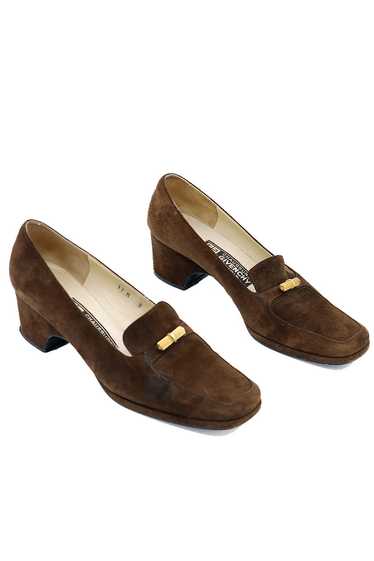 1970s Givenchy Brown Suede Loafer Shoes With Gold 