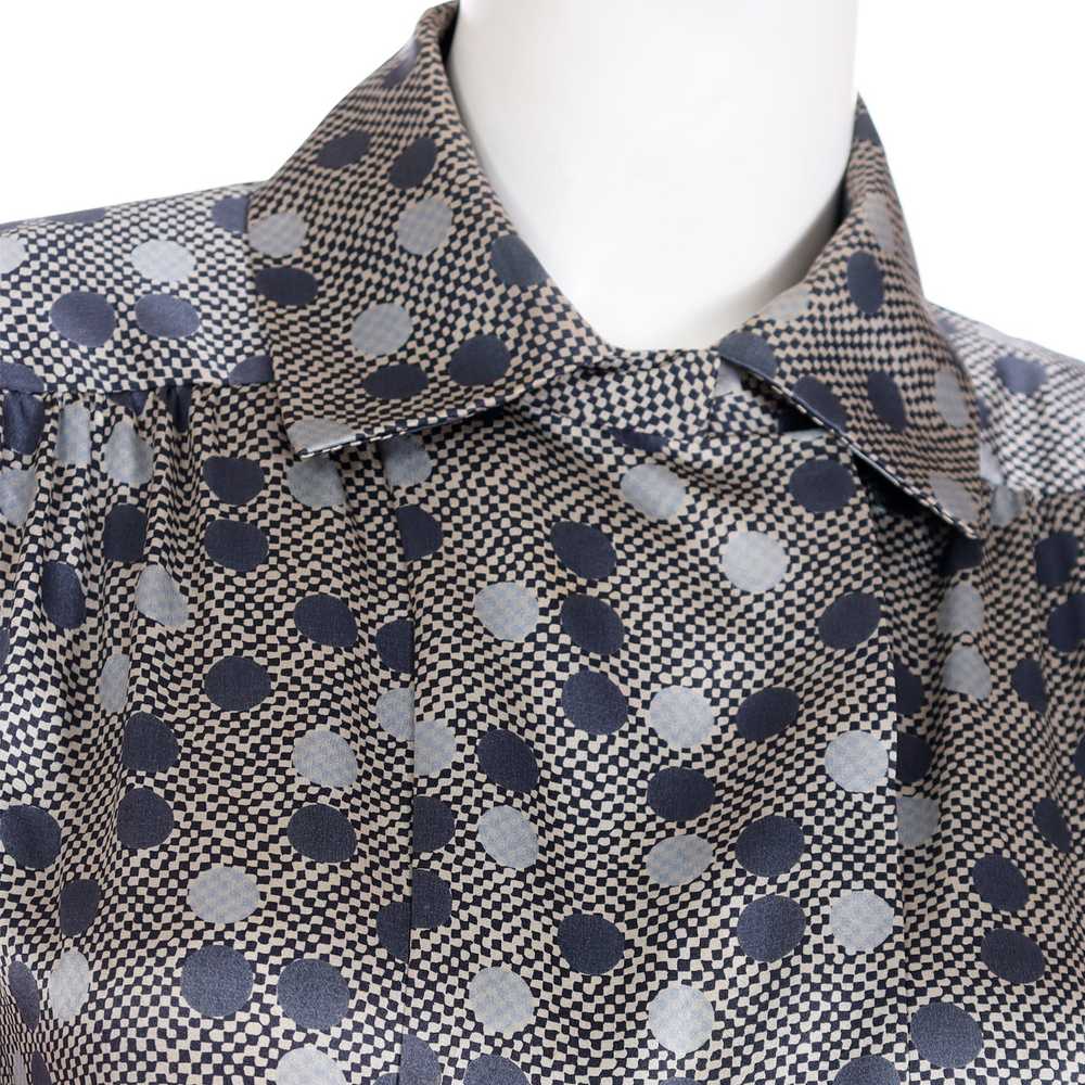 1970s Givenchy Grey Dot Silk Long Sleeve Blouse - image 6