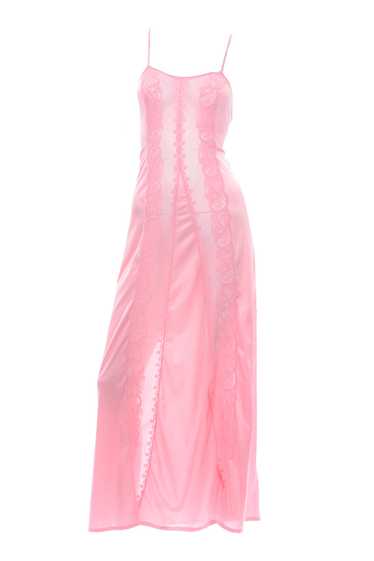 1970s Henson Kickernick Pink Nylon Nightgown w/ La