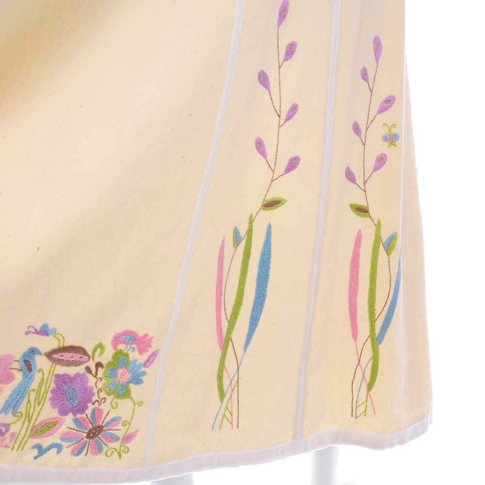 1970s Josefa Cream Cotton Long Embroidered Vintag… - image 12