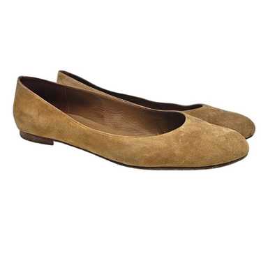 Margaux 43 Caramel Brown Suede Ballet Flat Minima… - image 1