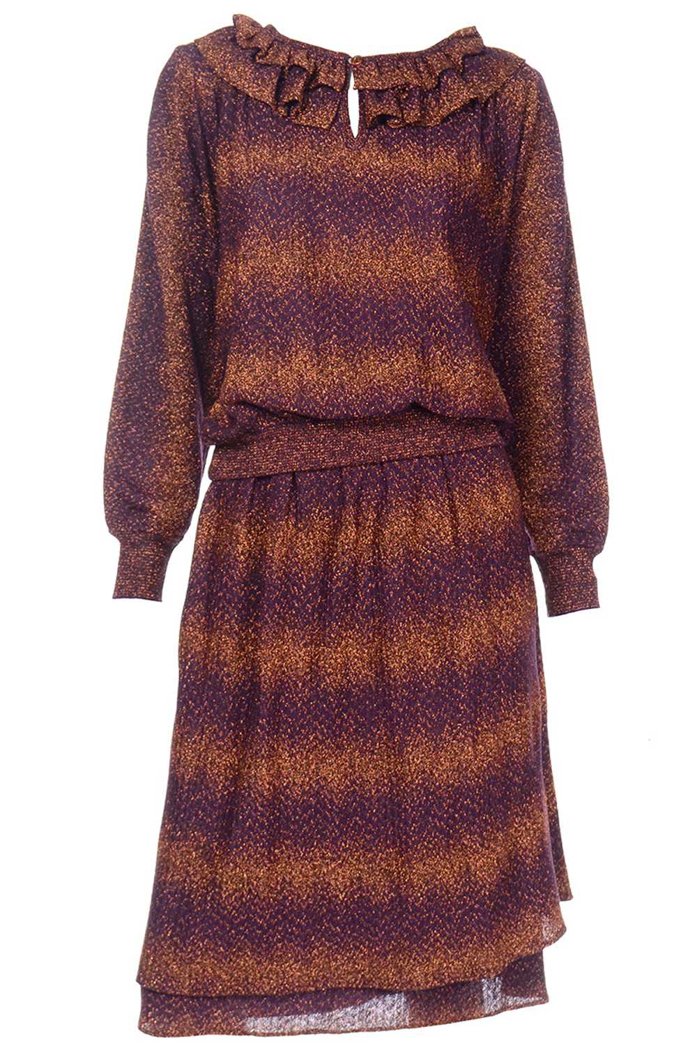 1970s Missoni Purple & Copper Metallic 2Pc Dress … - image 1
