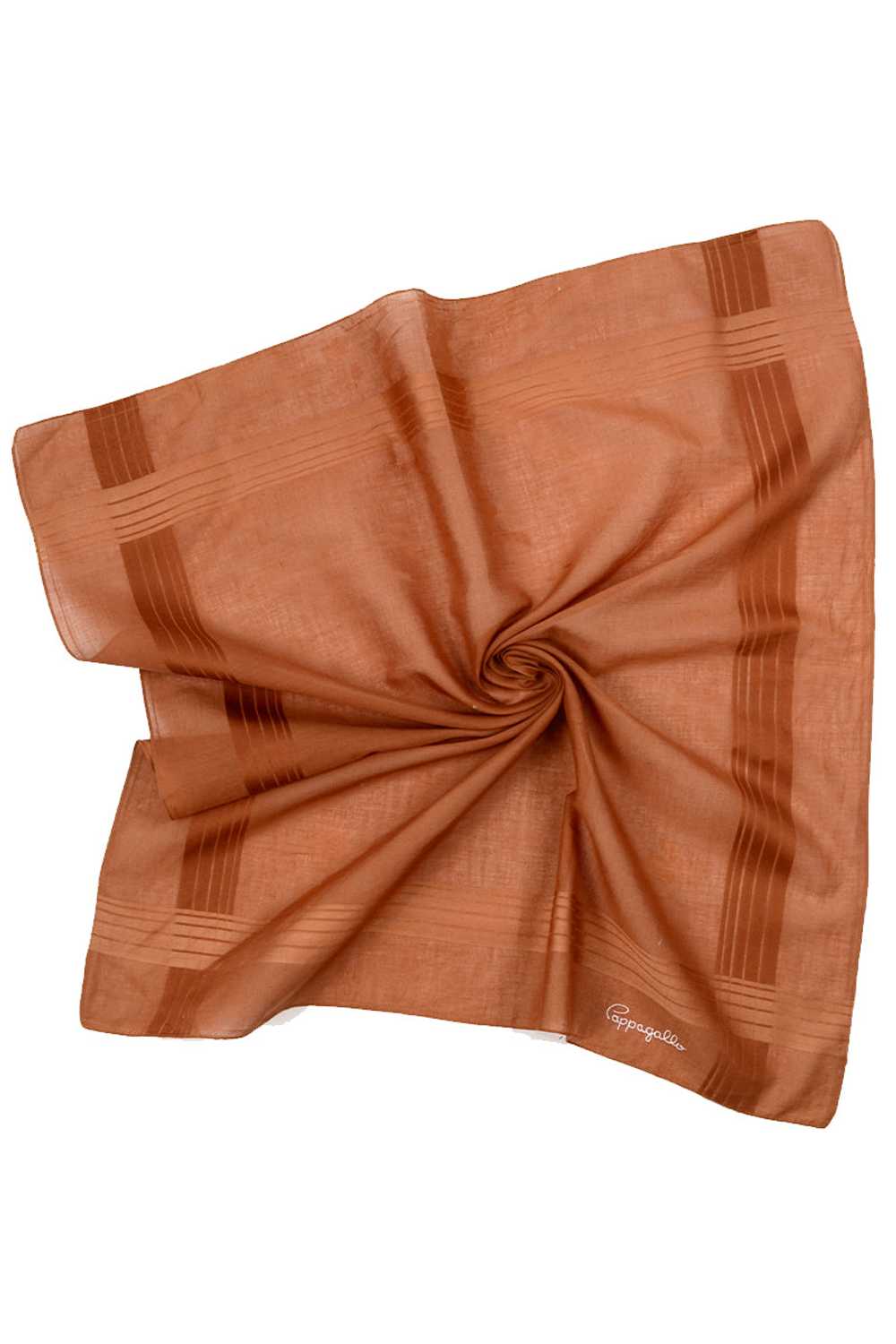 1970s Pappagallo Copper Brown Square Cotton Scarf - image 2