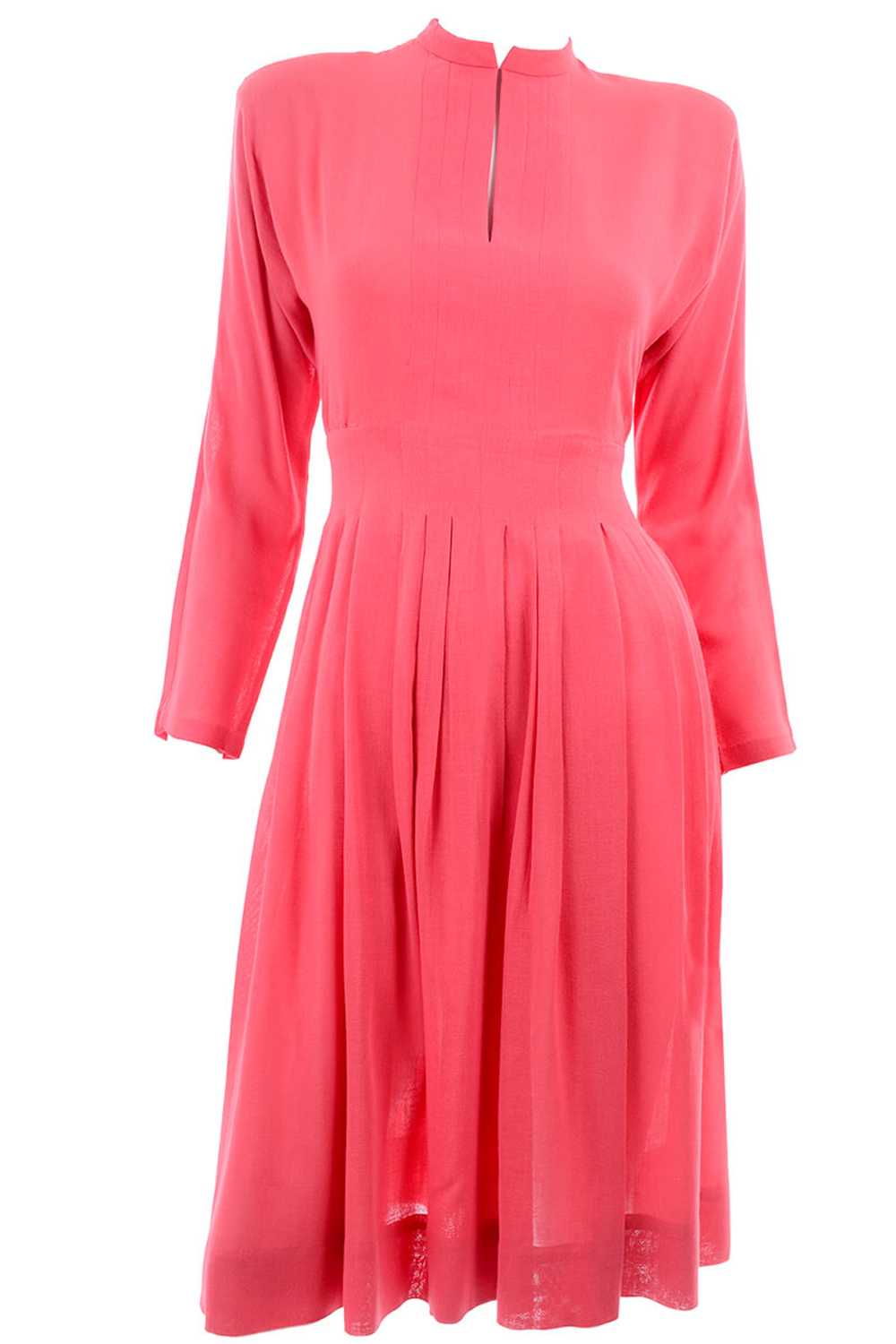 1970s Pauline Trigere Salmon Pink Dress w/ Keyhol… - image 1