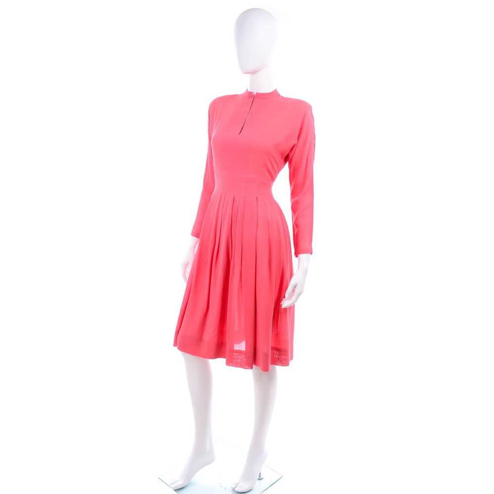 1970s Pauline Trigere Salmon Pink Dress w/ Keyhol… - image 2