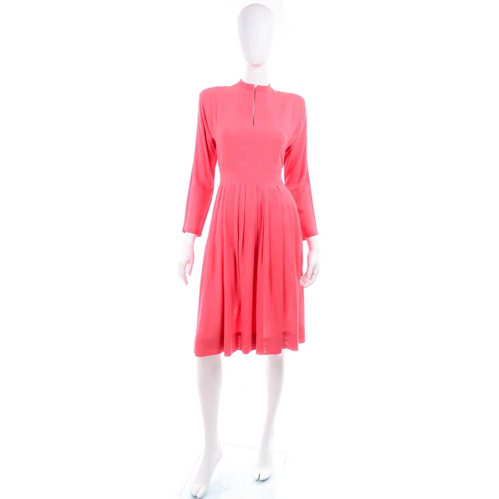 1970s Pauline Trigere Salmon Pink Dress w/ Keyhol… - image 3