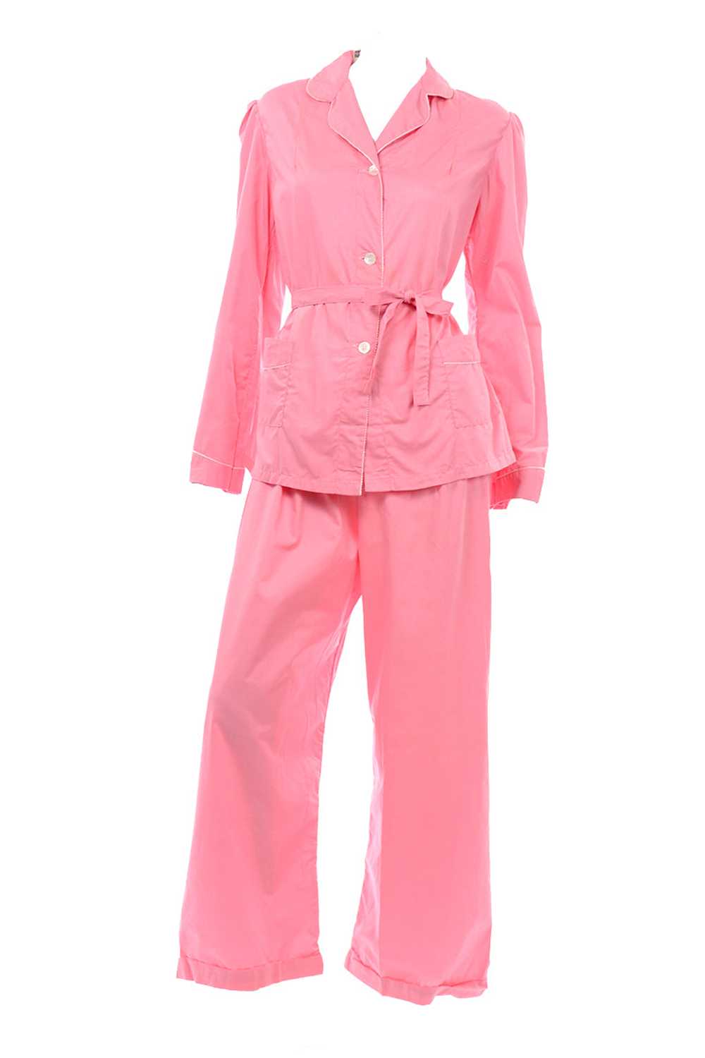1970s Pink Cotton Vintage Pajama Set Deadstock fr… - image 1