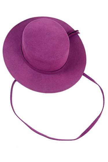 1970s Purple Felted Wool Flat Crown Gaucho Hat w L