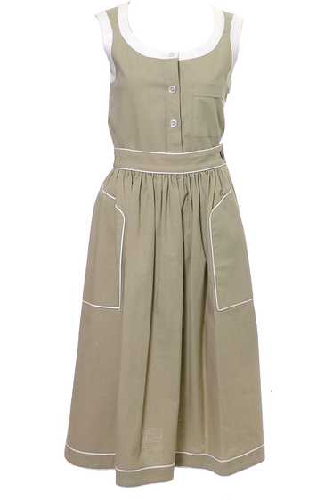 1970s Valentino Vintage 2pc Linen Dress Skirt Top… - image 1