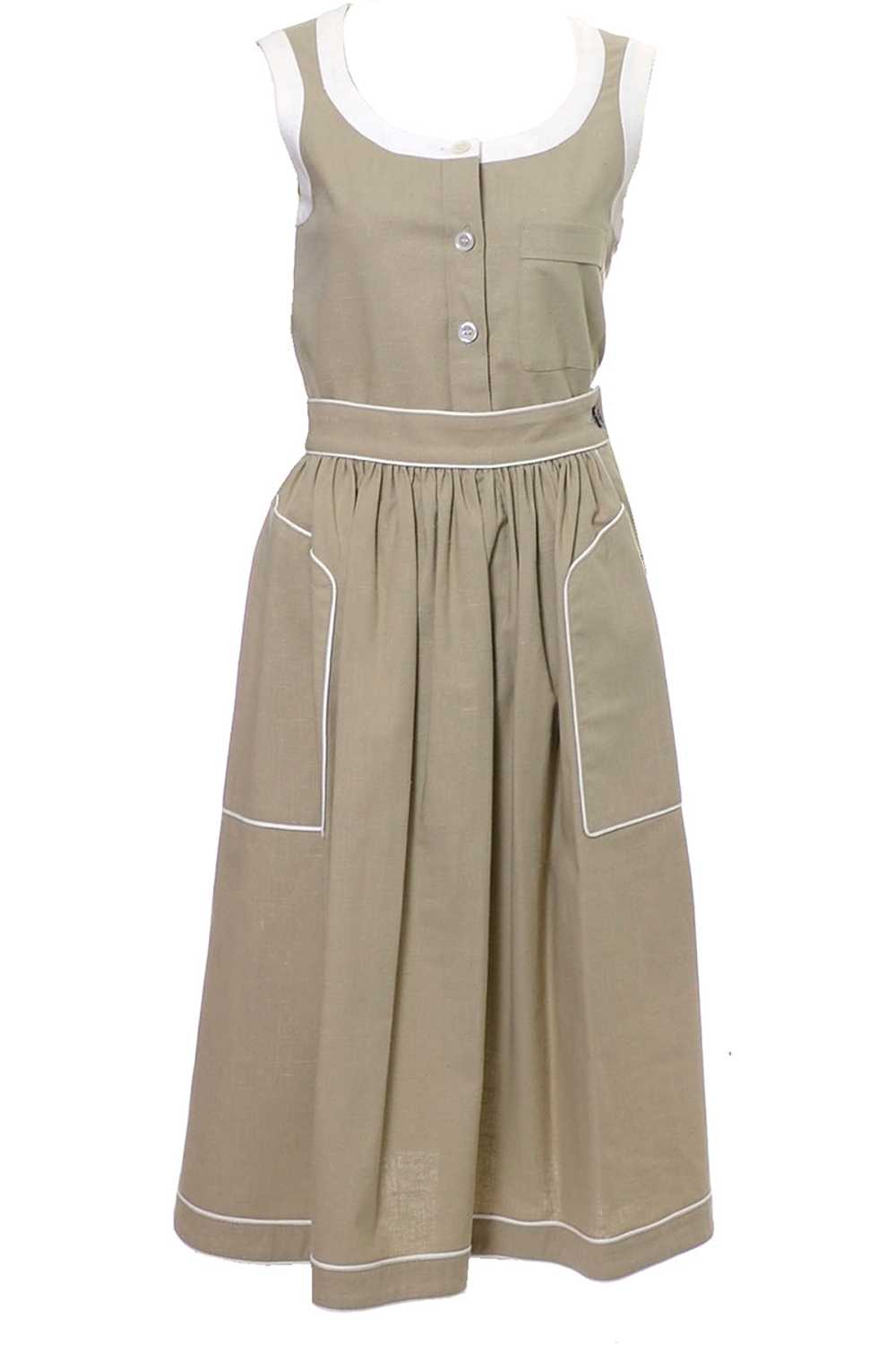 1970s Valentino Vintage 2pc Linen Dress Skirt Top… - image 7