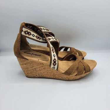 Minnetonka Moccasin Drew Platform Wedge Sandals 9