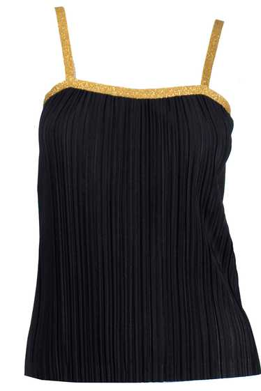 1970s Yves Saint Laurent Black Ribbed Camisole Top