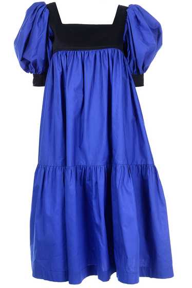 1970s Yves Saint Laurent Blue & Black Cotton Peasa