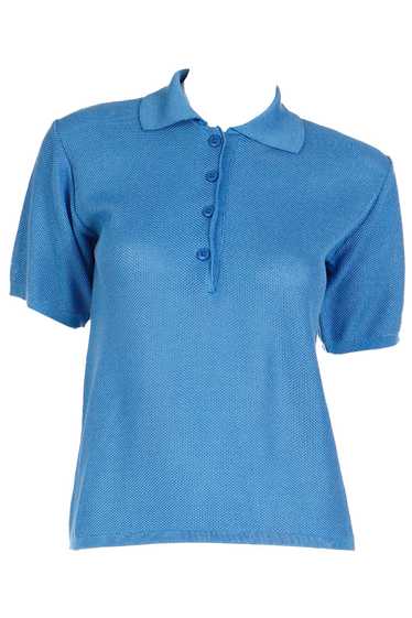 1970s Yves Saint Laurent Blue Cotton Short Sleeve 