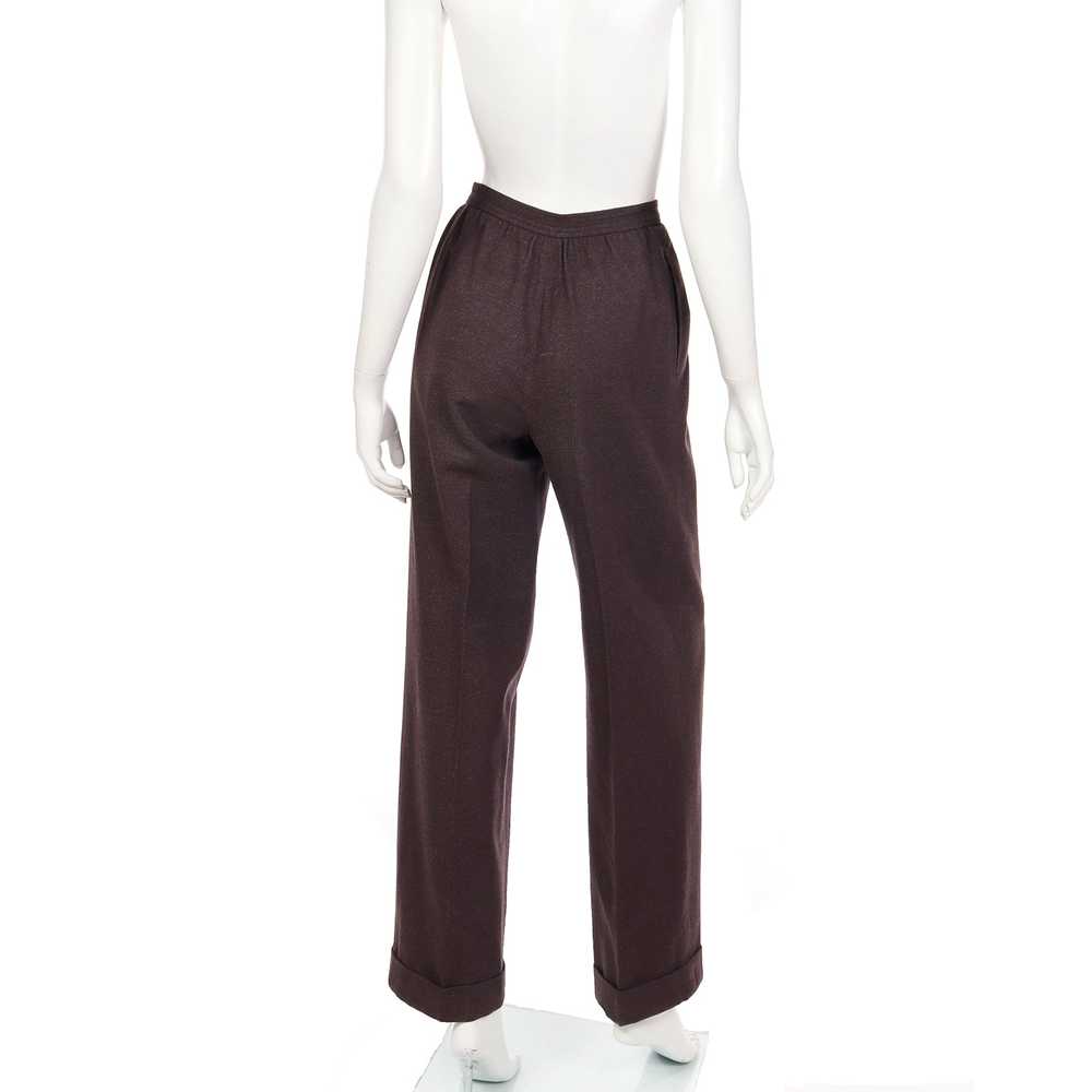 1970s Yves Saint Laurent Brown Wool Trousers w/ C… - image 5