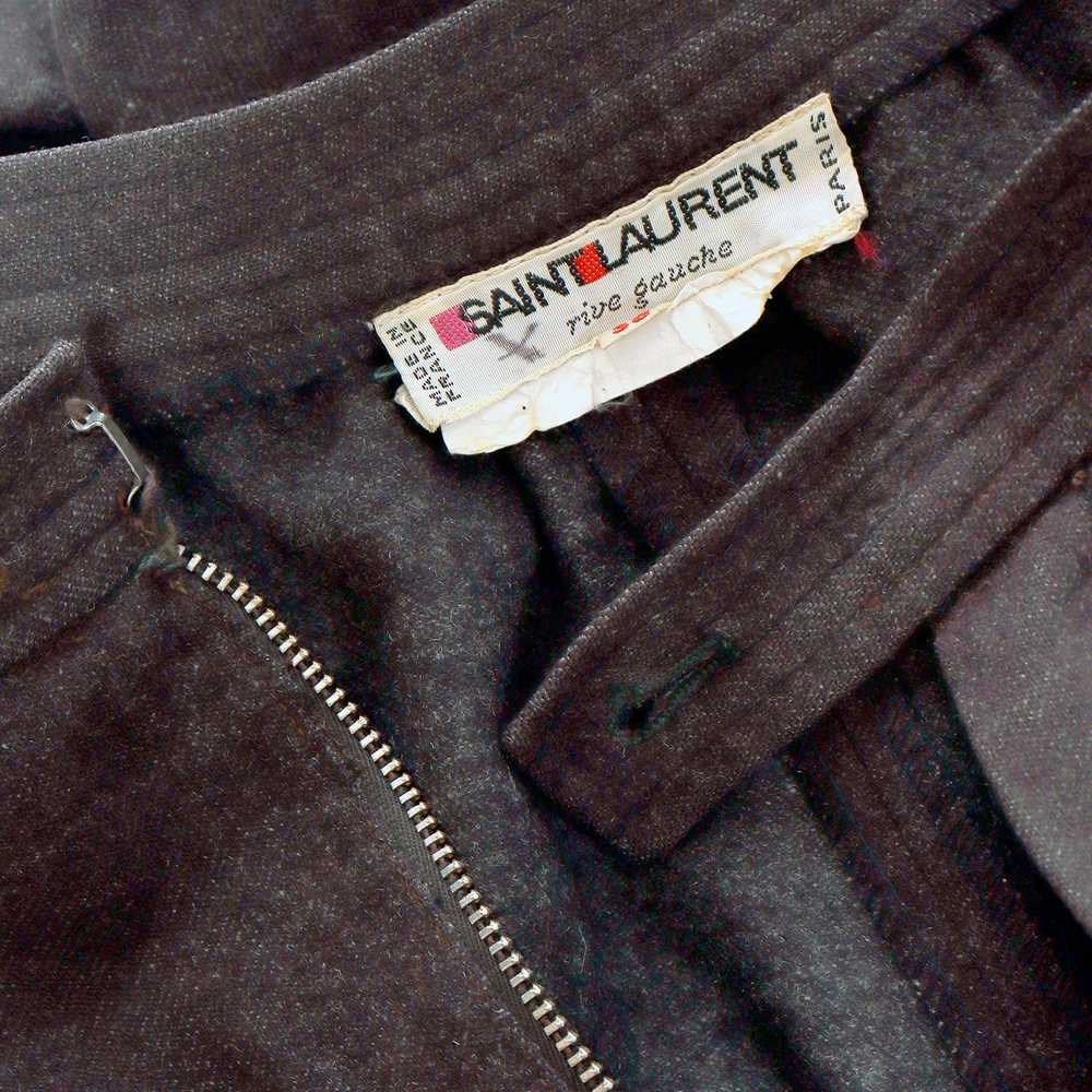 1970s Yves Saint Laurent Brown Wool Trousers w/ C… - image 7