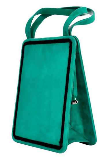 1980's Andrea Pfister Handbag Vintage Green Suede 