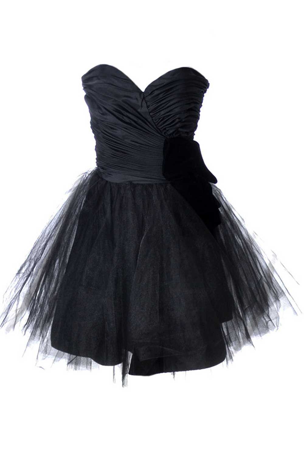 1980's Lillie Rubin Black Strapless Party Dress - image 1