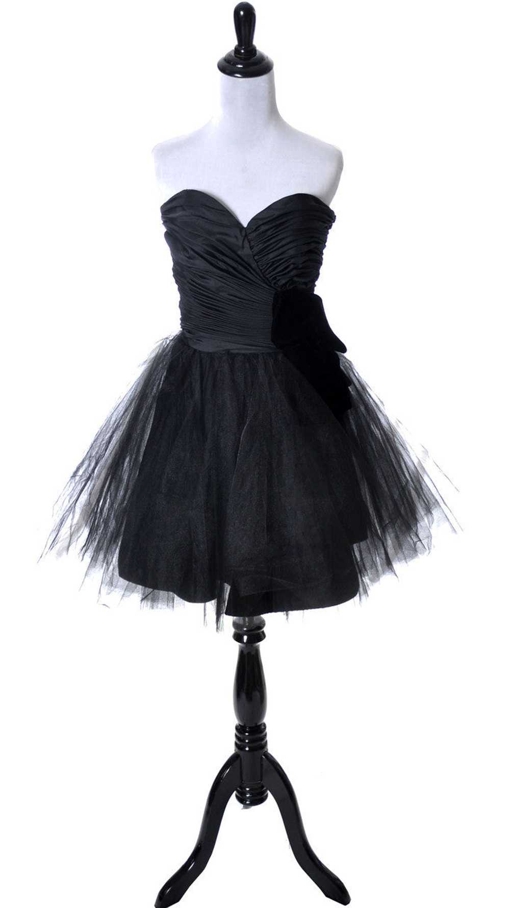 1980's Lillie Rubin Black Strapless Party Dress - image 2