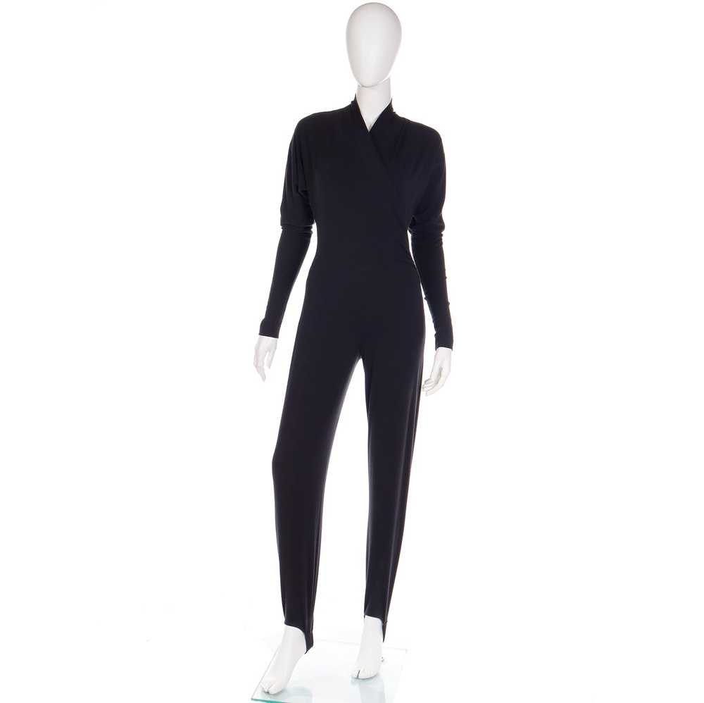 1980's Norma Kamali Vintage Black Jumpsuit with S… - image 2