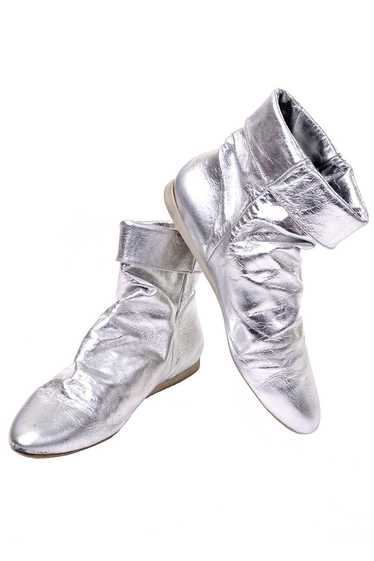 1980's Sbicca Silver Lame Vintage Ankle Boots 10