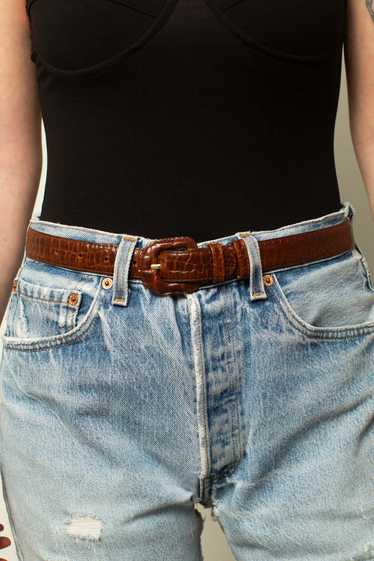 Vintage Pebbled Leather Belt - Brown