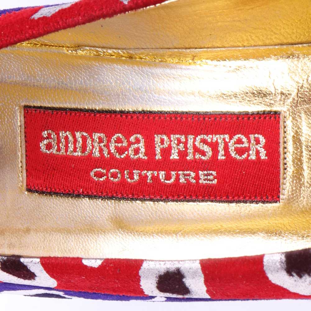 1980s Andrea Pfister Red Blue & Gold Abstract Leo… - image 10