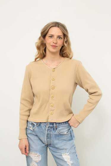 Vintage Tan Long Sleeved Button Up - Tan