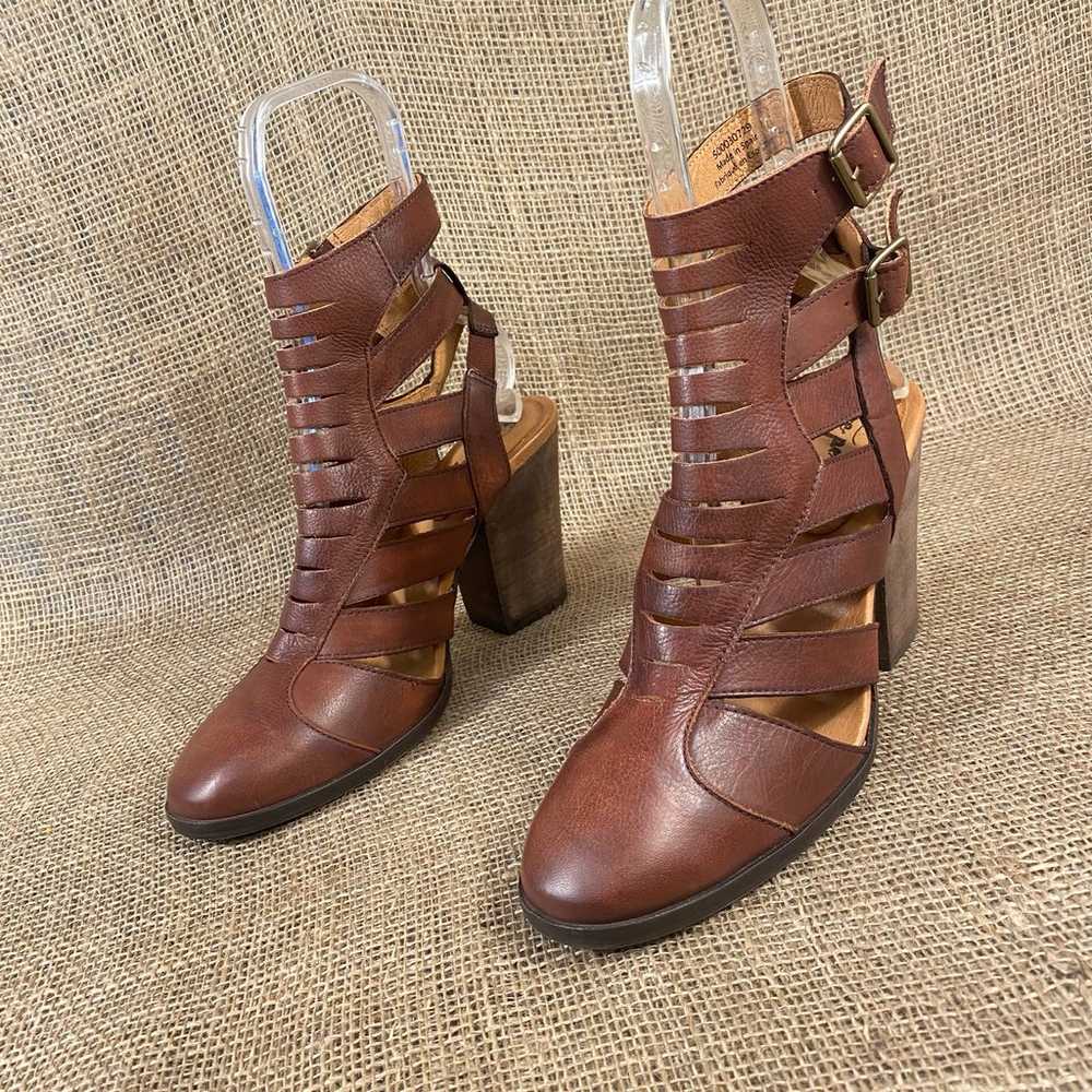 Free People Sandal Heel Hayes Brown Leather Block… - image 1