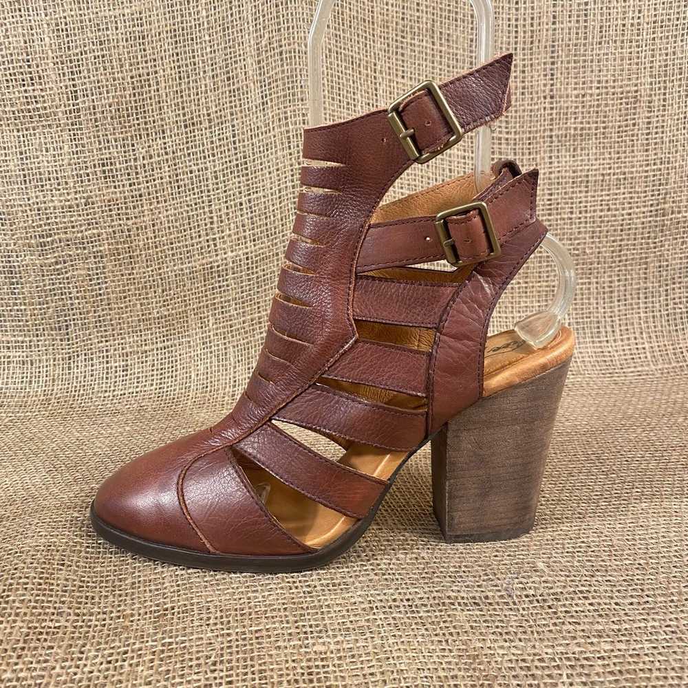 Free People Sandal Heel Hayes Brown Leather Block… - image 3