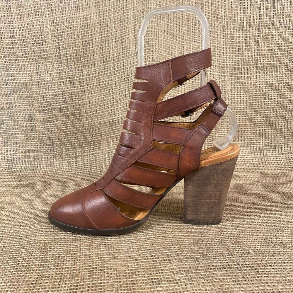 Free People Sandal Heel Hayes Brown Leather Block… - image 5