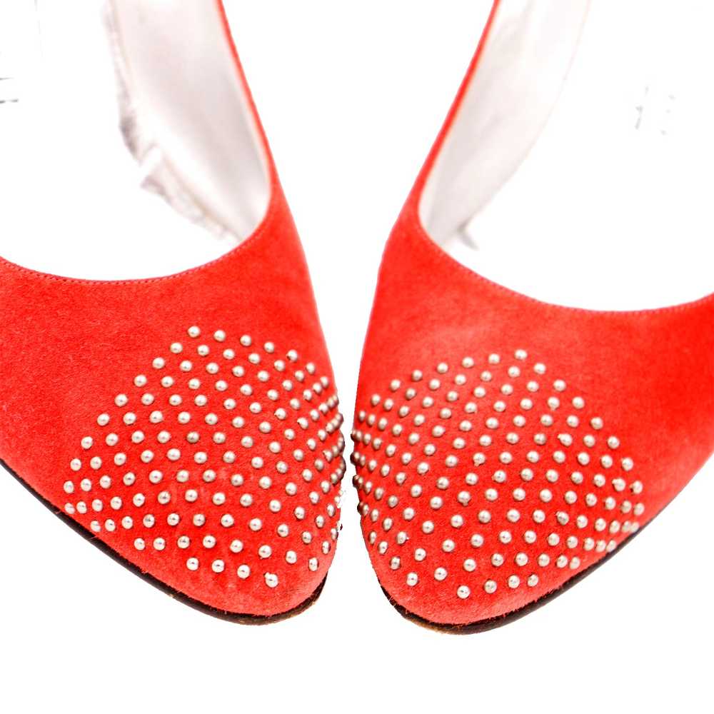 1980s Bruno Magli Vintage Shoes Red Heeled Pumps … - image 10