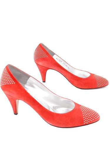 1980s Bruno Magli Vintage Shoes Red Heeled Pumps … - image 1